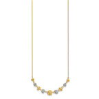 14k Two-tone Polished Diamond-cut Graduated Barrel Beads 18 inch Necklace