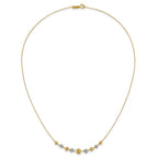 14k Two-tone Polished Diamond-cut Graduated Barrel Beads 18 inch Necklace