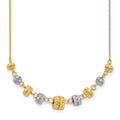 14k Two-tone Polished Diamond-cut Graduated Barrel Beads 18 inch Necklace