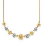 14k Two-tone Polished Diamond-cut Graduated Barrel Beads 18 inch Necklace