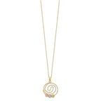 14k Tri-color Diamond-cut Beads on Spiral Pendant 18 inch Necklace