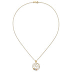 14k Tri-color Diamond-cut Beads on Spiral Pendant 18 inch Necklace