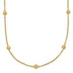 14k Polished Diamond-cut Tiny Puffed Circles 15-Station 18 inch Necklace