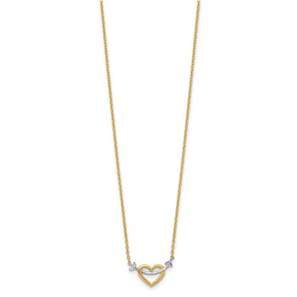 14k with White Rhodium Diamond-cut Heart and Arrow 17 inch Necklace