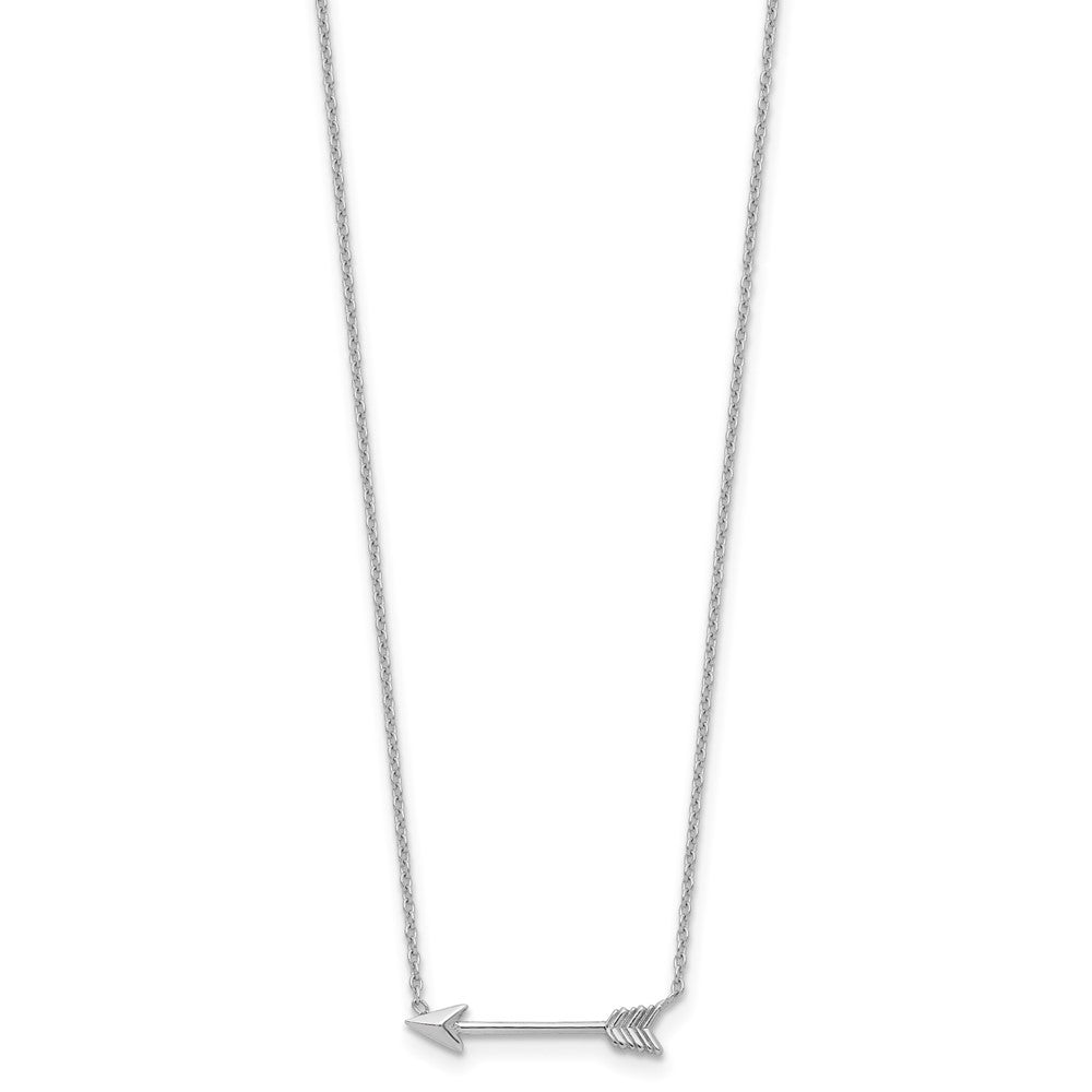 14k White Gold Polished Arrow 17 inch Necklace