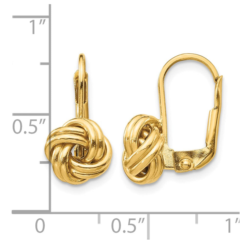 14k 9mm Polished Love Knot Leverback Earrings