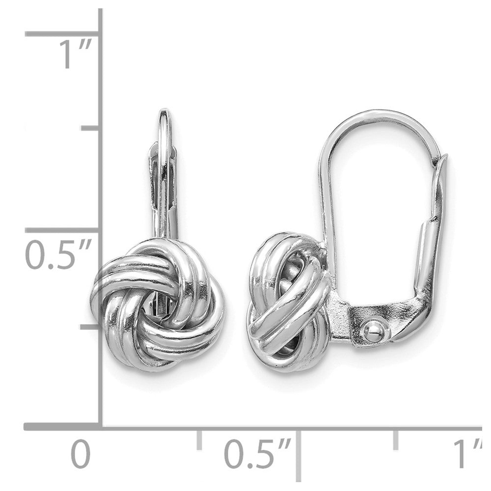 14k White Gold 9mm Polished Love Knot Leverback Earrings