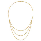 14k Polished Triple Strand Bib Fancy Chain 19.5 inch Necklace