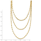 14k Polished Triple Strand Bib Fancy Chain 19.5 inch Necklace