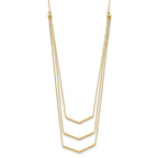 14k Polished Chevron Bar 3-Strand Bib 16 inch Necklace Plus 2 inch Extender