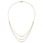 14k Polished Chevron Bar 3-Strand Bib 16 inch Necklace Plus 2 inch Extender
