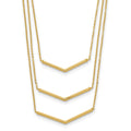 14k Polished Chevron Bar 3-Strand Bib 16 inch Necklace Plus 2 inch Extender