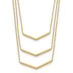 14k Polished Chevron Bar 3-Strand Bib 16 inch Necklace Plus 2 inch Extender