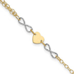 14k Two-tone Polished Infinity and Heart 7 inch Bracelet
