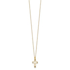 14k Polished Diamond-cut CZ Cross Pendant 16 inch Necklace