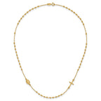 14k Polished Cross and Miraculous Medal Beaded Rosary Design 16 inch Necklace
