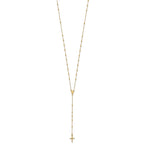 14k Polished Cross and Miraculous Medal Beaded 24 inch Rosary Necklace