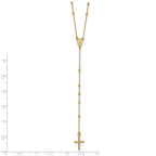 14k Polished Cross and Miraculous Medal Beaded 24 inch Rosary Necklace