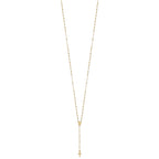 14k Polished Cross and Miraculous Medal with Diamond-cut Beads 17 inch Rosary Necklace Plus 3 inch Extender