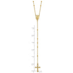 14k Polished Crucifix and Miraculous Medal 2mm Beaded 19.5 inch Rosary Necklace