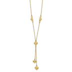 14k Polished Diamond-cut Puffed Hearts 16 inch Lariat Necklace Plus 2 inch Extender