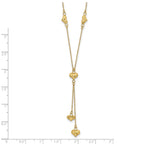 14k Polished Diamond-cut Puffed Hearts 16 inch Lariat Necklace Plus 2 inch Extender