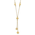 14k Polished Diamond-cut Puffed Hearts 16 inch Lariat Necklace Plus 2 inch Extender