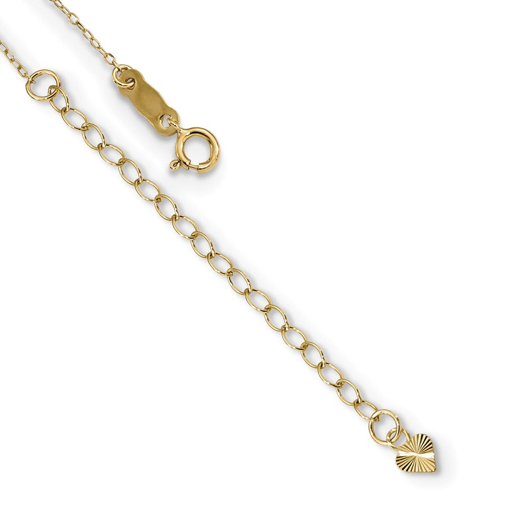 14k Polished 2-Strand Diamond-cut Cross and Heart 16 inch Necklace Plus 2 inch Extender