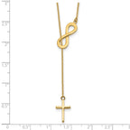 14k Polished Infinity and Cross 18 inch Lariat Necklace