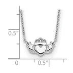14k White Gold Polished Claddagh 17 inch Necklace