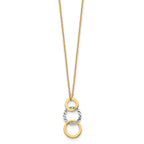 14k Two-tone Polished and Textured 3-Circle Dangle 17 inch Necklace
