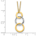 14k Two-tone Polished and Textured 3-Circle Dangle 17 inch Necklace