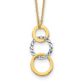 14k Two-tone Polished and Textured 3-Circle Dangle 17 inch Necklace