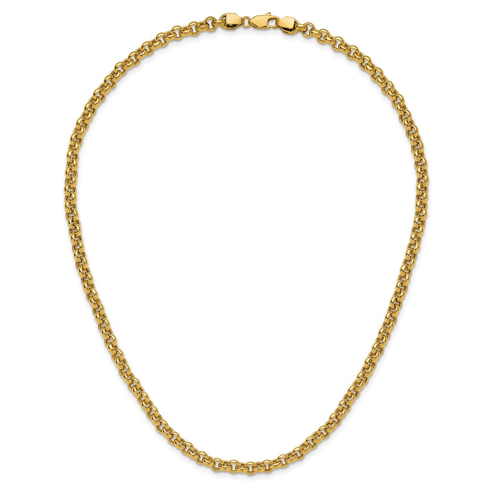 14k Polished Fancy 5mm Rolo Link 18 inch Necklace