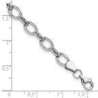 14k White Gold Polished Diamond-cut 7mm Fancy Link 7 inch Bracelet