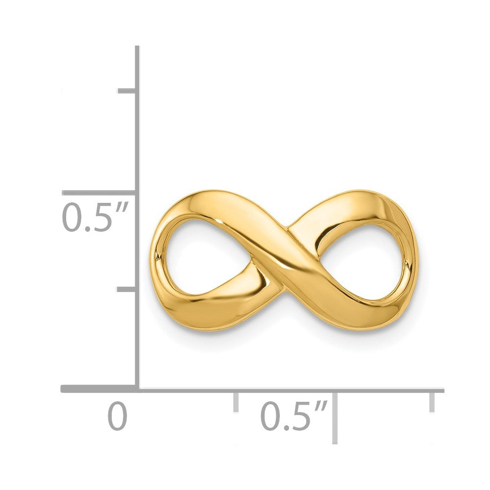 14k Polished Infinity Slide Fits up to 2mm Regular/3mm Fancy or Reversible Omega