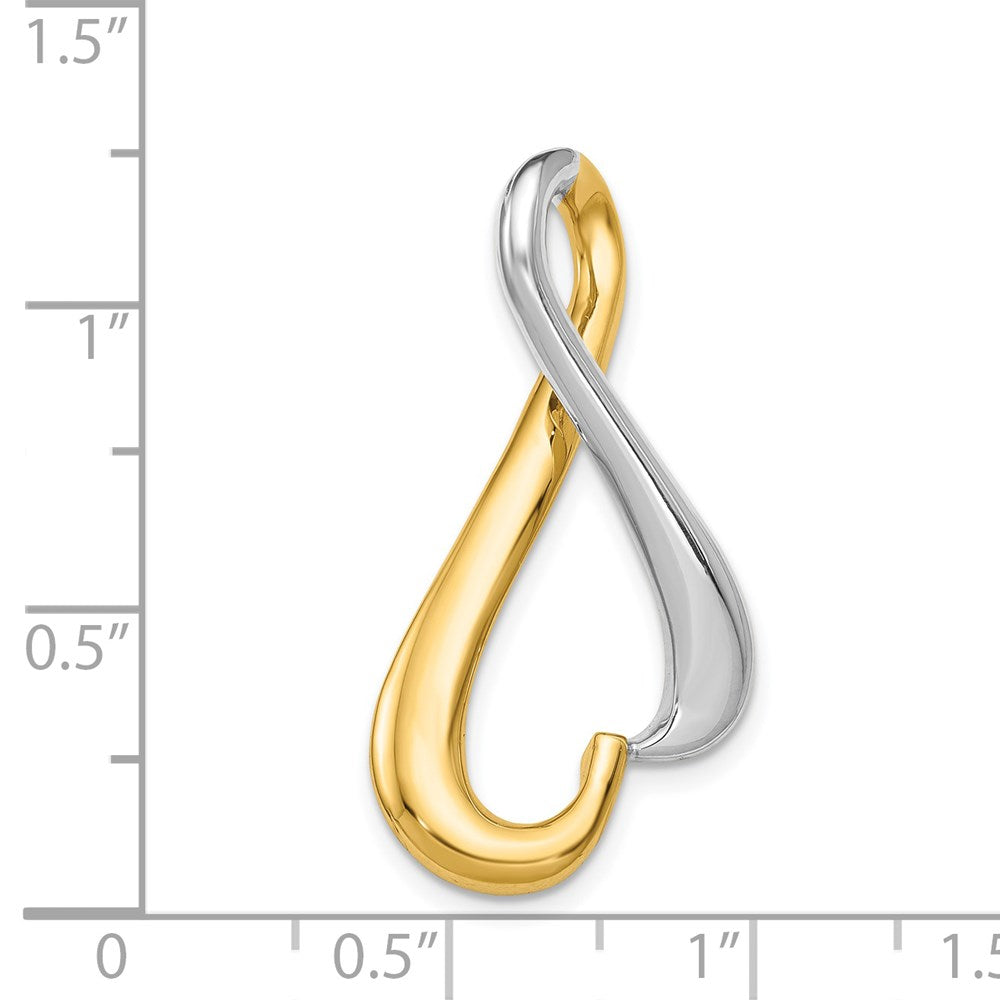 14k Two-tone Polished Slide Fits up to 4mm Regular/6mm Fancy or Reversible Omega