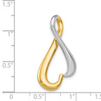 14k Two-tone Polished Slide Fits up to 4mm Regular/6mm Fancy or Reversible Omega