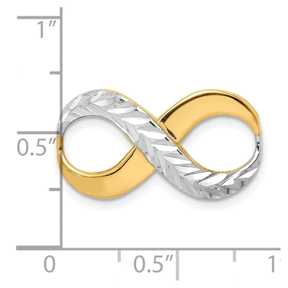 14K with Rhodium Diamond-cut Infinity Slide Fits up to 4mm Fancy or Reversible Omega Only