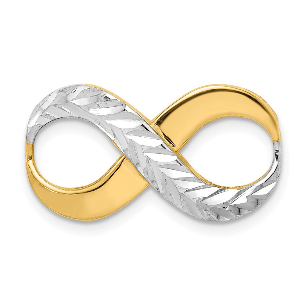 14K with Rhodium Diamond-cut Infinity Slide Fits up to 4mm Fancy or Reversible Omega Only