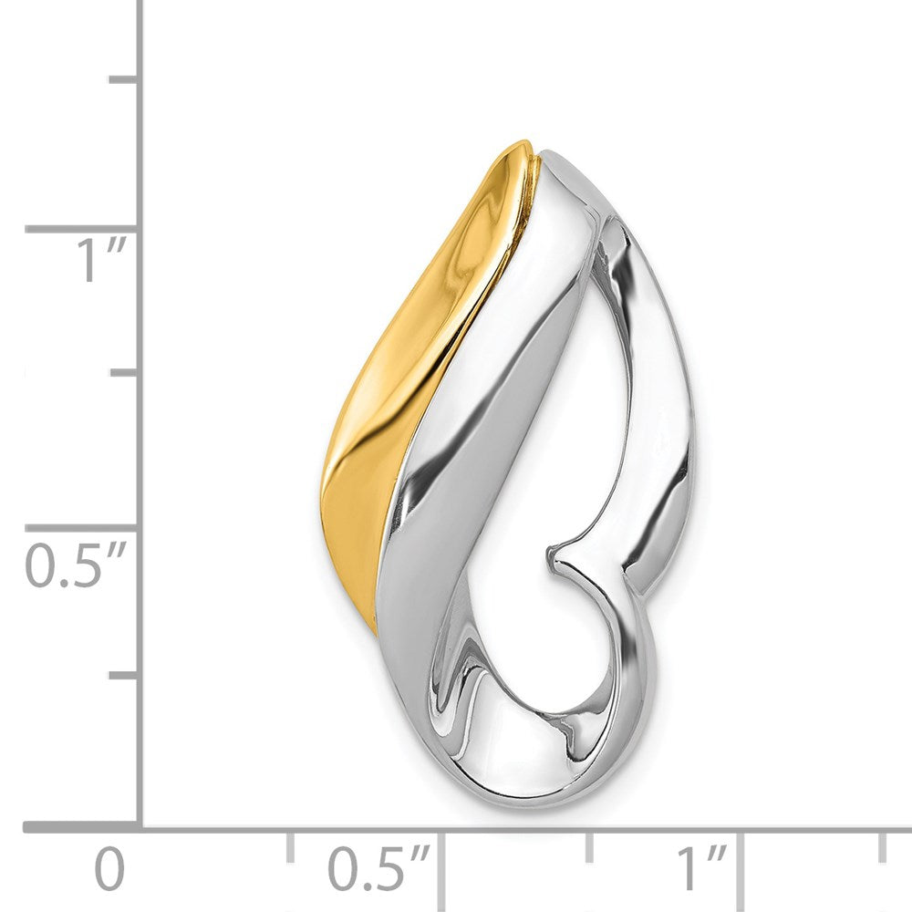 14k Two-tone Polished Slide Fits up to 6mm Regular/8mm Fancy or Reversible Omega