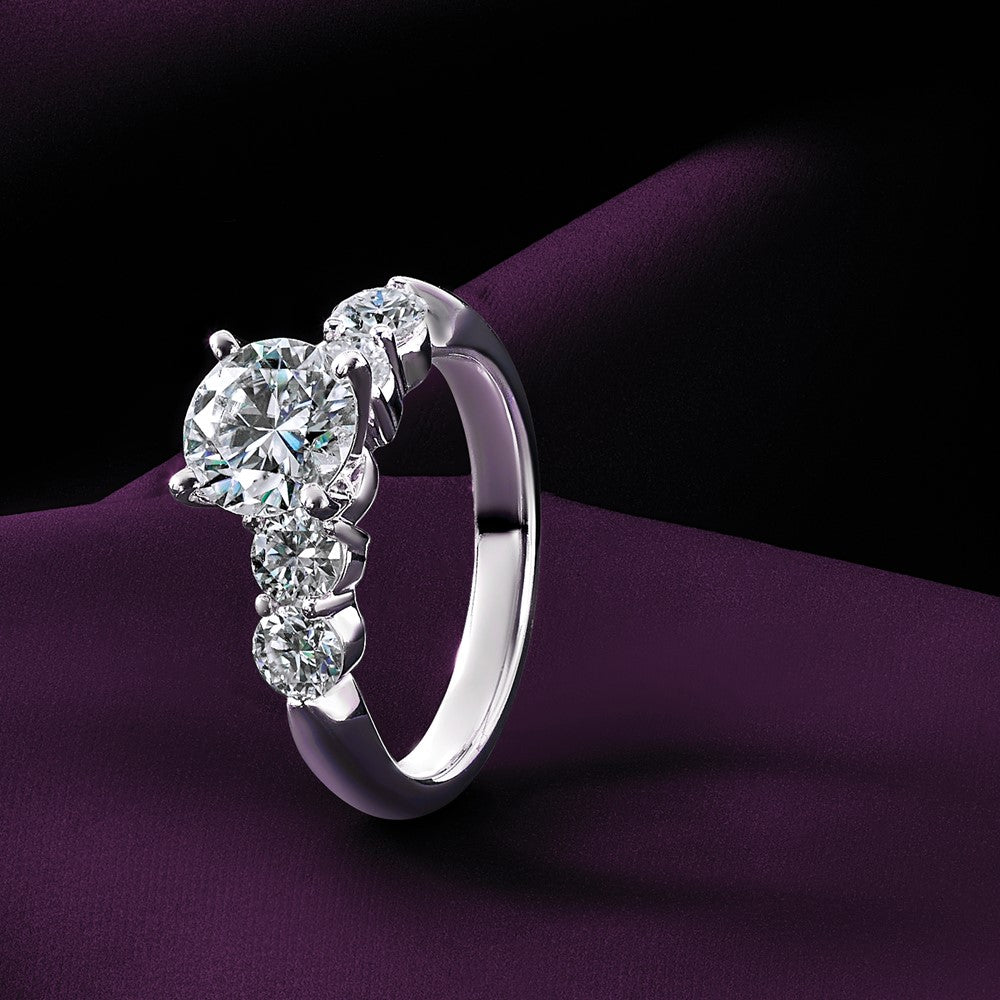 14kw 2 5/8ct. G H I True Light Moissanite Engagement Ring