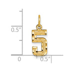 14k Small Brushed Diamond-cut Number 5 Charm