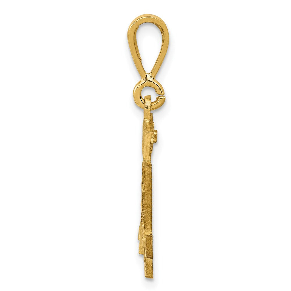 14k Small Brushed Diamond-cut Number 14 Charm