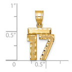 14k Small Brushed Diamond-cut Number 17 Charm