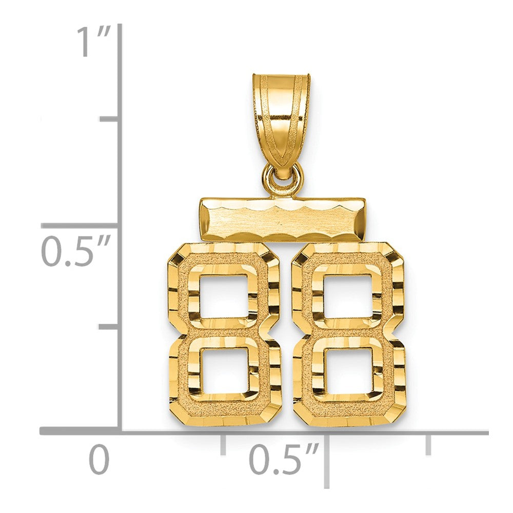 14k Small Brushed Diamond-cut Number 88 Charm