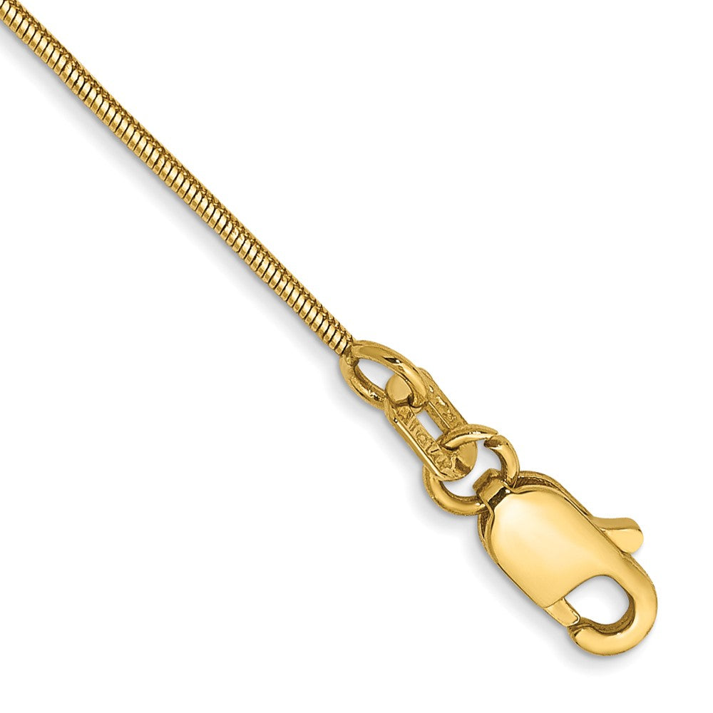 14K .8mm Round Snake with Lobster Clasp Anklet
