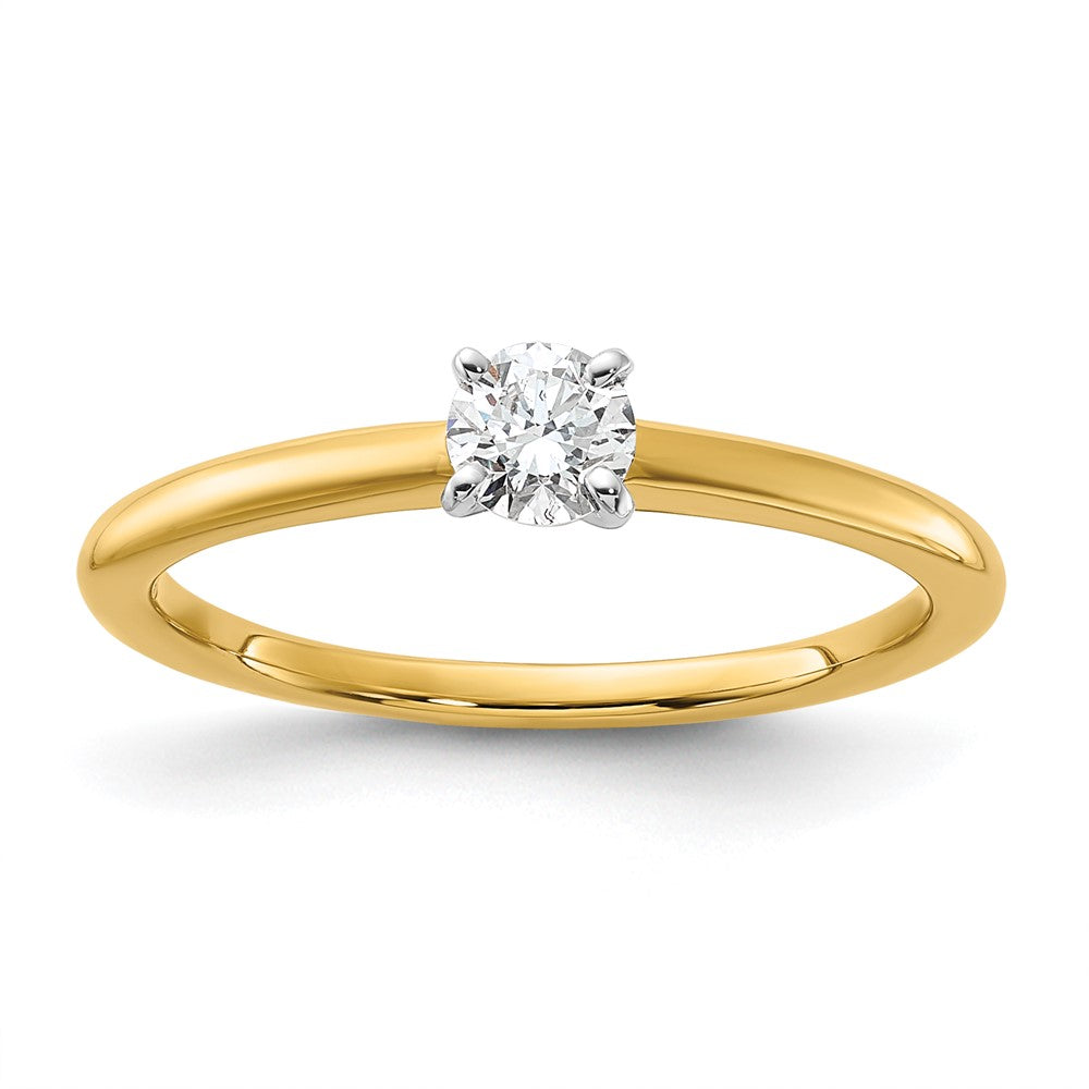 14K Two-Tone 1/4 carat Round VS/SI DEF Lab Grown Diamond Solitaire 4 Prong Engagement Ring