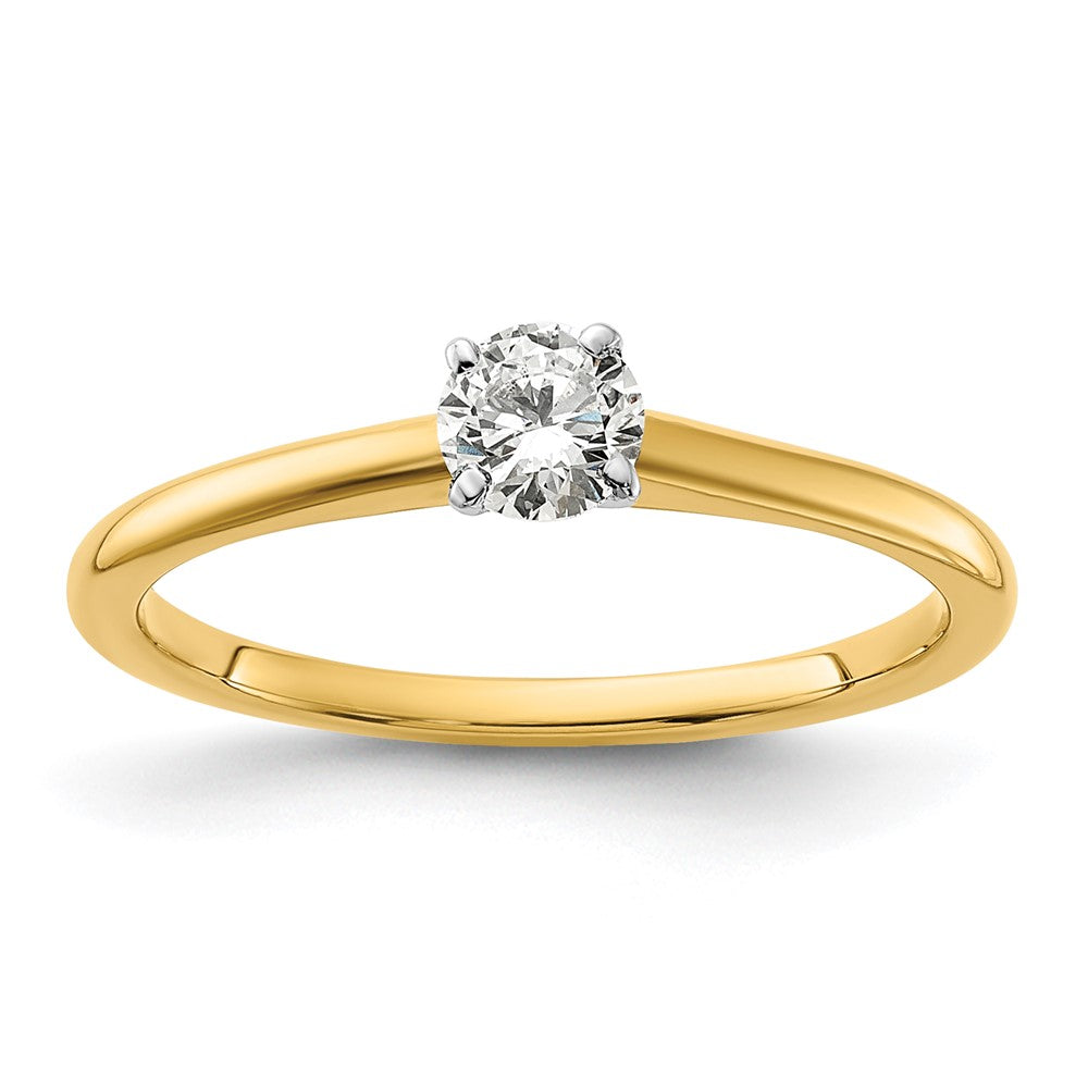 14K Two-Tone 1/3 carat Round VS/SI DEF Lab Grown Diamond Solitaire 4 Prong Engagement Ring