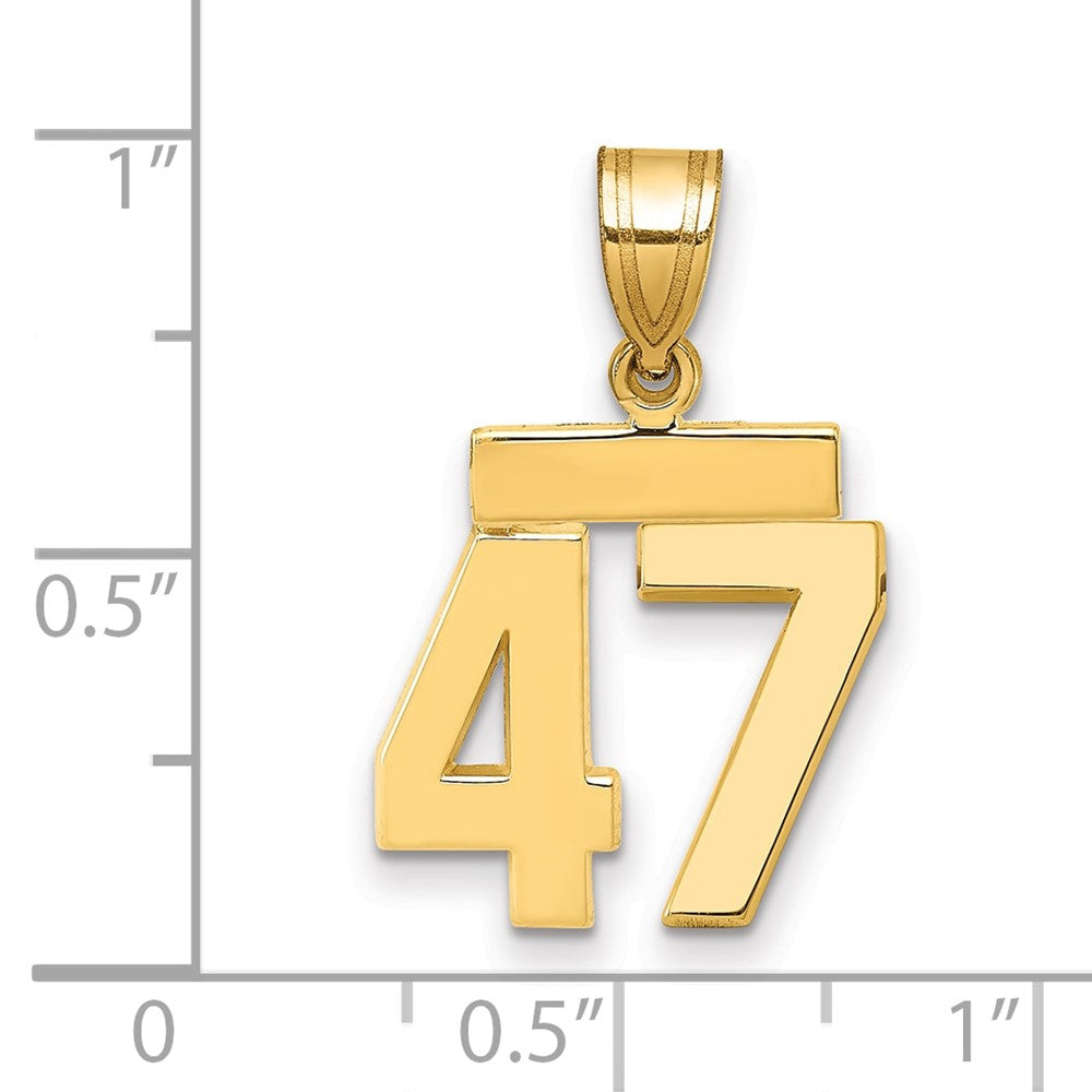 14k Small Polished Number 47 Charm